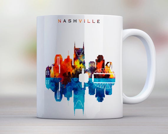 TN Nashville Tennessee Skyline Mug Personalized Text Coffee Tea Cup