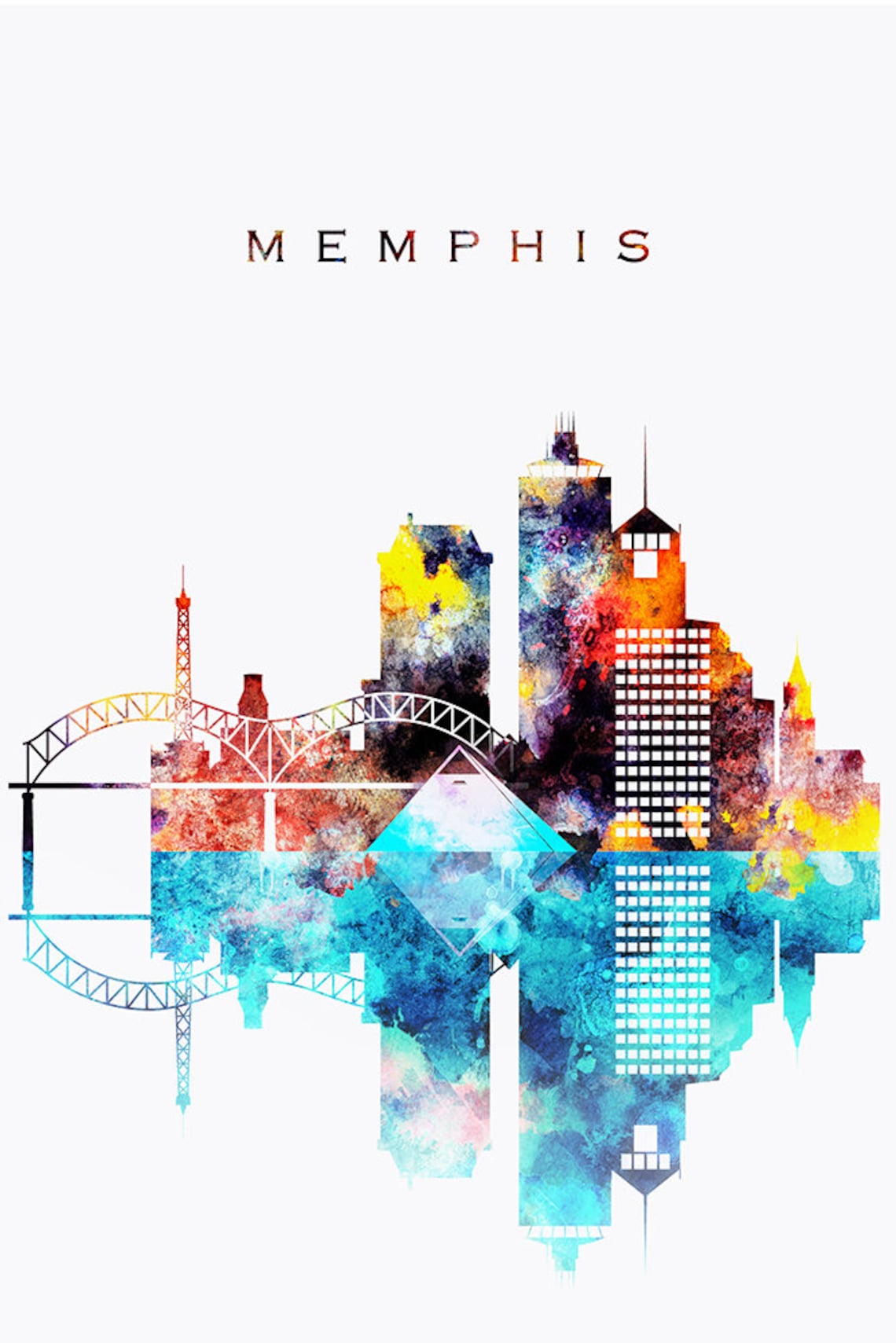 Memphis Print Memphis Skyline Poster Memphis Wall Art - Etsy