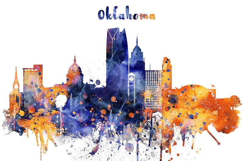 Oklahoma Skyline Oklahoma City Wall Art Oklahoma Poster Etsy