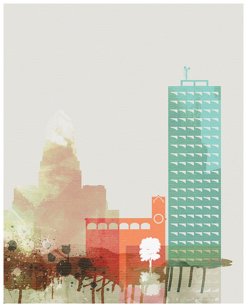 Buffalo NY Set of 3 prints Buffalo 3 pieces wall art triptych of Buffalo skyline wall art Travel Gift Idea Prints Art Office Decor