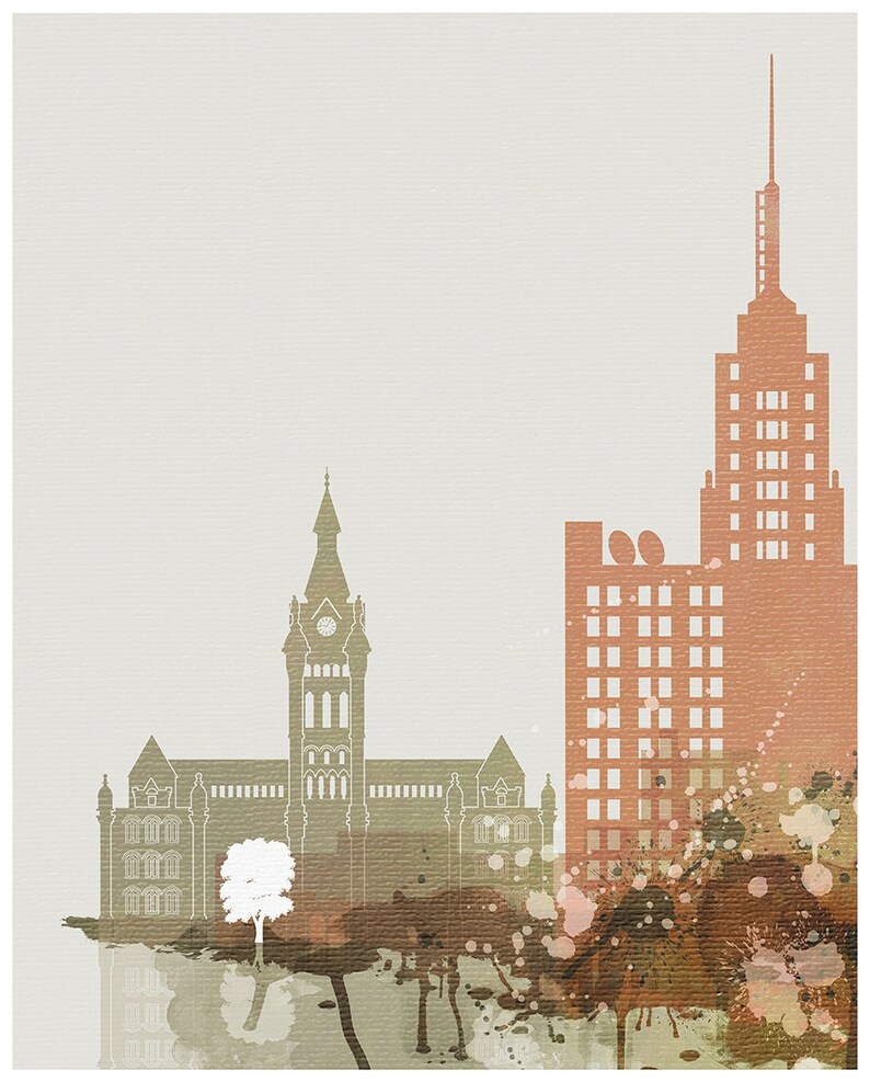 Buffalo NY Set of 3 prints Buffalo 3 pieces wall art triptych of Buffalo skyline wall art Travel Gift Idea Prints Art Office Decor