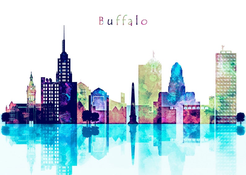 Buffalo Skyline Print City of Buffalo Watercolor Art Print - Etsy