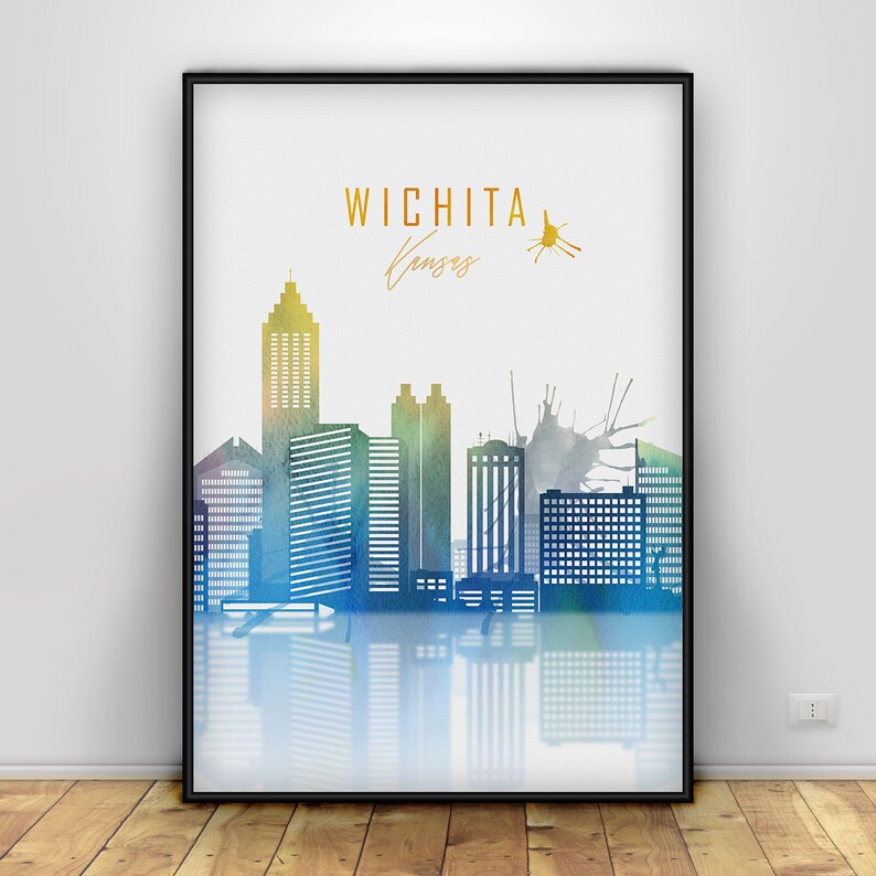 Wichita Druck, ReiseDekor, Wichita Poster, Aquarell Kunstdruck