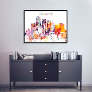 Denver skyline print, Denver Colorado Wall Art, Denver Wall art, Office decor, Travel wall art, Home Decor, Denver Watercolor print image 6