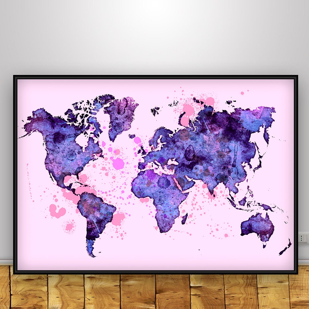 World Map Blue Watercolor World Map Travel Map Wander - vrogue.co