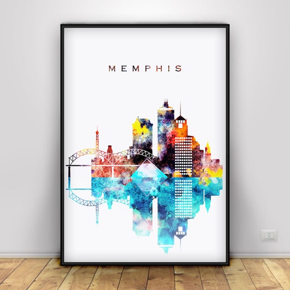 Memphis Print Memphis Skyline Poster Memphis Wall Art Etsy