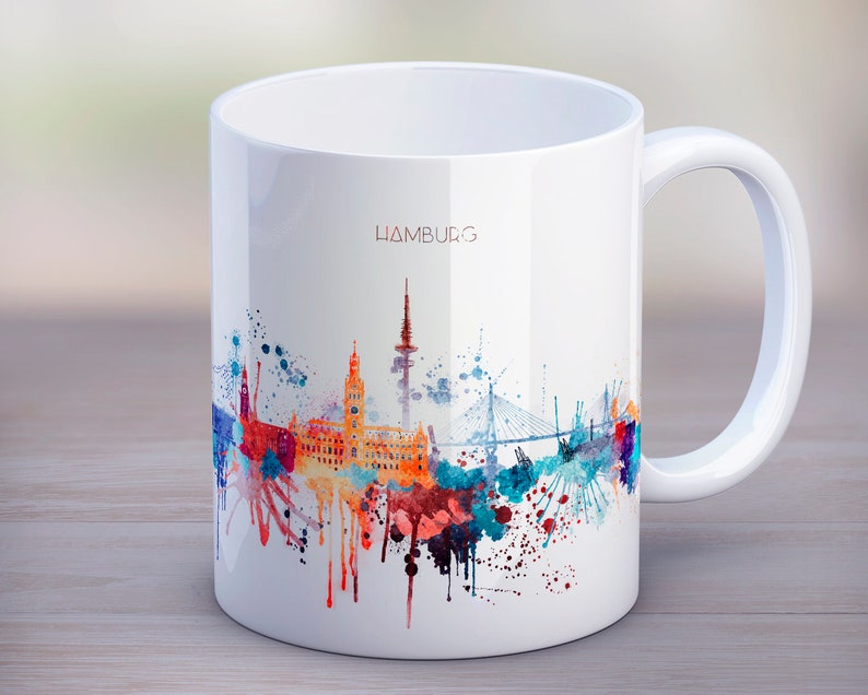 Hamburg Coffee Mug Germany Skyline City Mug Tea Cup Voyage Etsy
