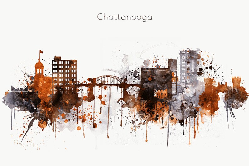 Chattanooga Wall Art Chattanooga Skyline Poster Tennessee Etsy