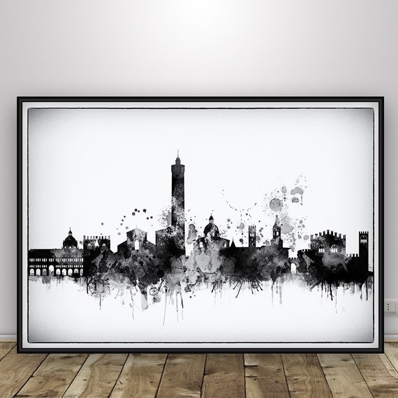 Poster in bianco nero di Bologna, stampa artistica, poster della città,  stampa regalo di viaggio, skyline di Bologna, arte murale, arredamento per  ufficio, arredamento di viaggio, regalo Italia -  Italia