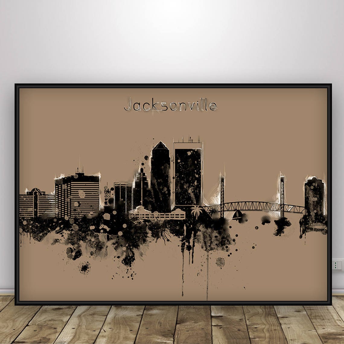Jacksonville Florida Skyline Poster Jacksonville Print Etsy