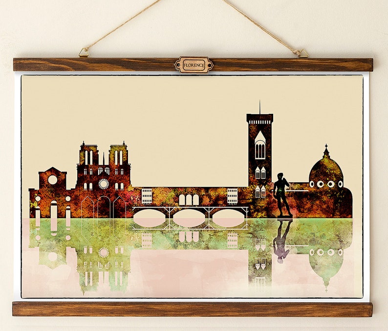 Florence Watercolor Canvas Wall Art Print Florence Poster Home Wall decor Travel Print City Skyline print Florence Canvas Print