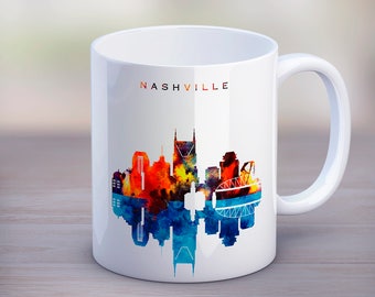 Nashville Coffee Mug, USA City Mug, Tea Skyline Cup, Silhouette,  best friend gift, Kitchen Art Gift, Travel gift, New Home Mug, Mug 11oz 