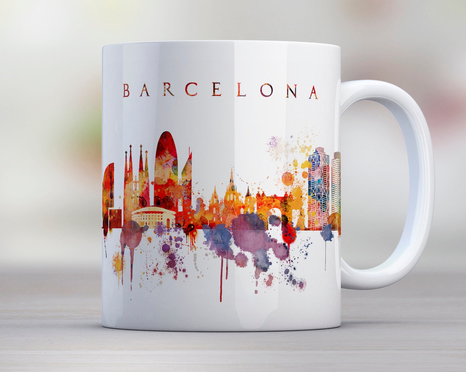 Barcelona Coffee Mug Barcelona City Skyline Mug Spain Cup - Etsy