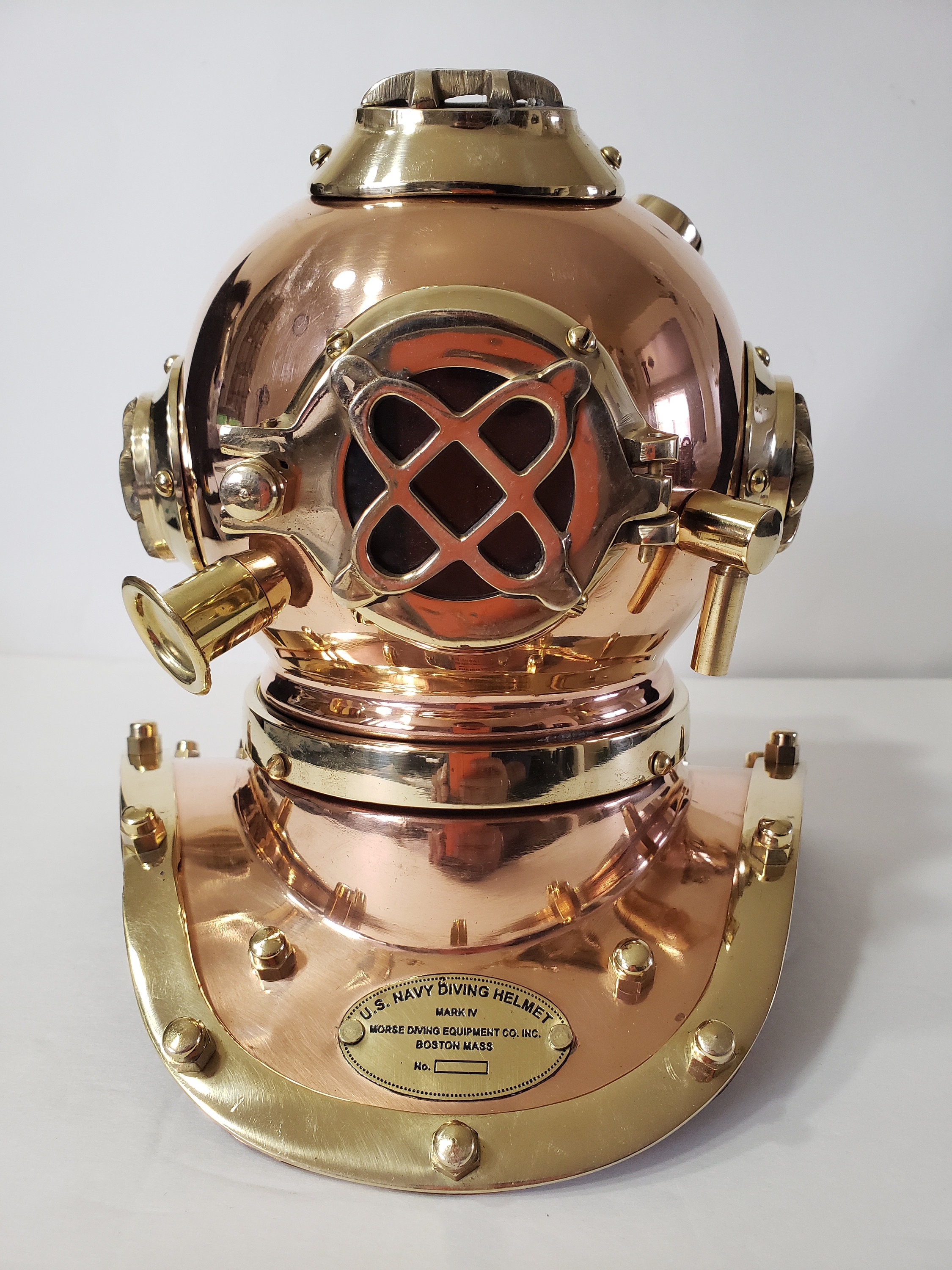 Antique Deep Sea Desk Decor U.S Navy Solid Brass Mini Diving Divers Helmet 6/'/'