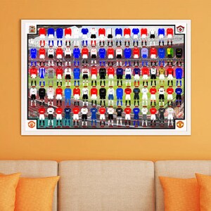 Manchester United History of Jerseys Digital Poster A2 size