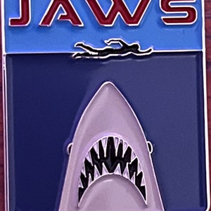 Jaws movie shark fishing enamel pin
