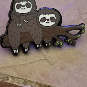 Sloth family cute pin
