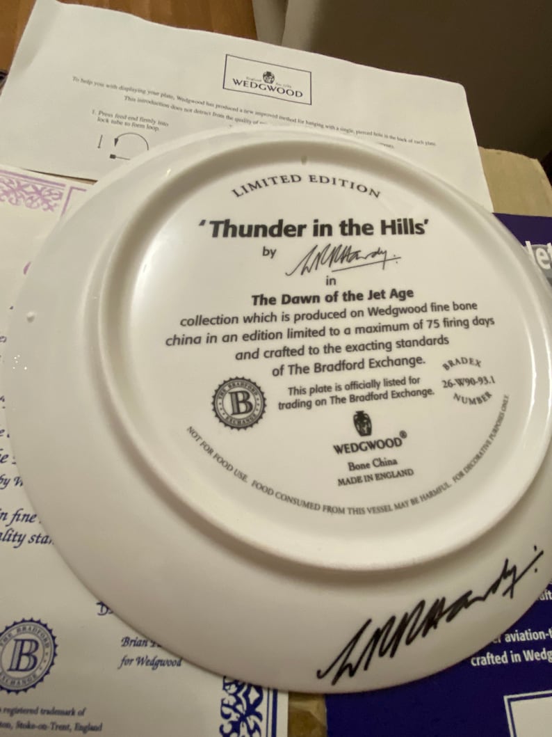 Signed Wedgwood plate called Thunder IN The Hills