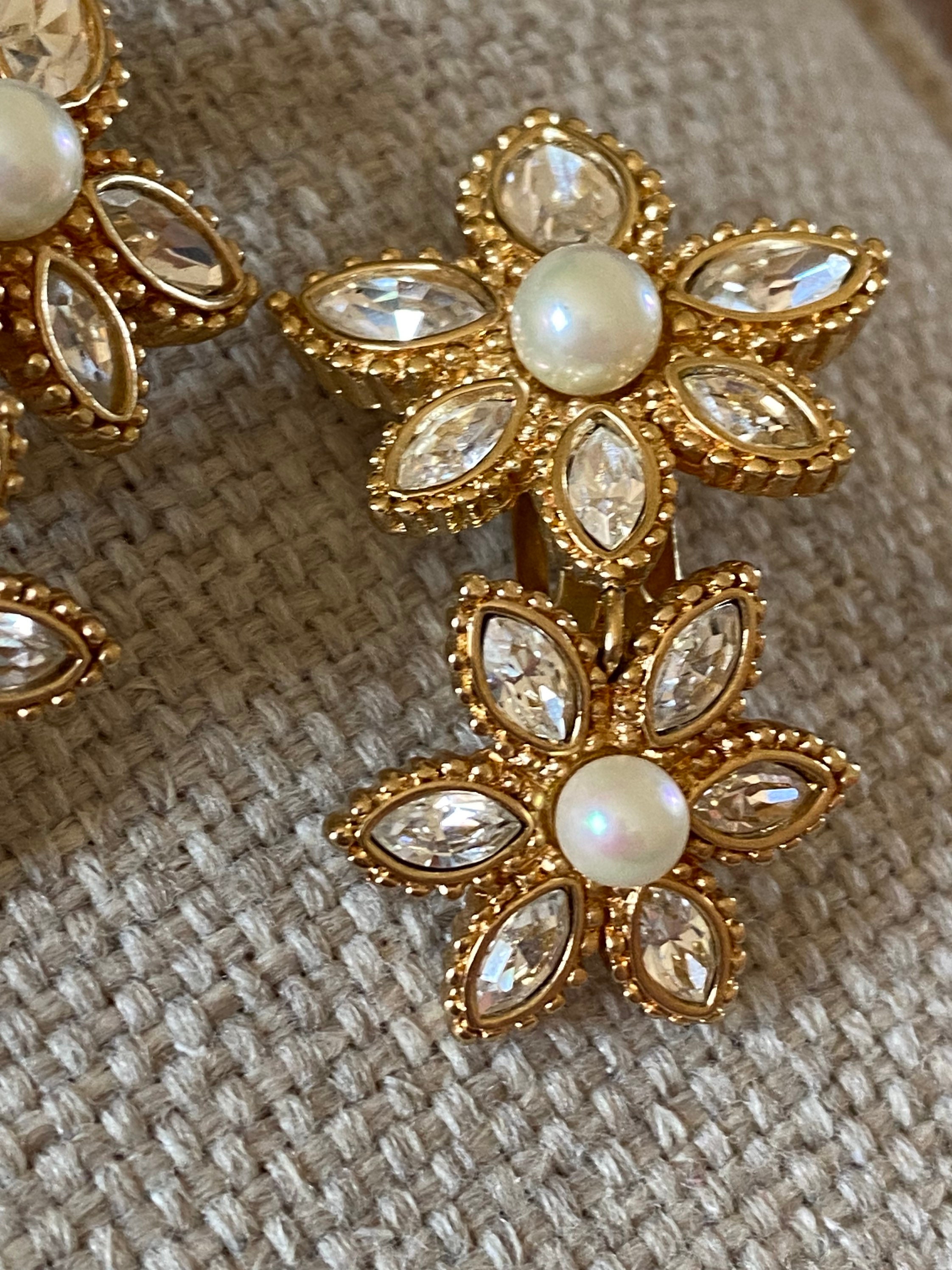 Vintage Christian Dior Strass Perle Ohrclips Designer Schmuck Etsy