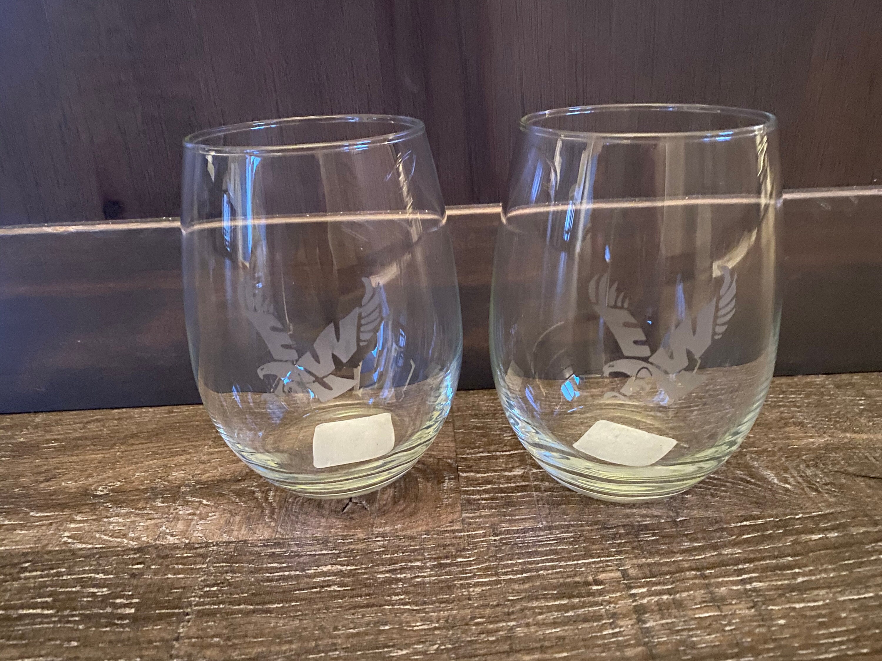 2 EWU Eagles Etched Wine Glasses Etsy