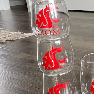 Washington State University plastic stackable wine glasses