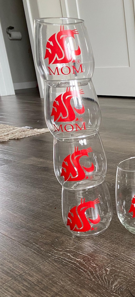 Washington State University plastic stackable wine glasses
