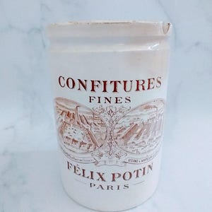 Antique French Felix Potin Jam Confitures Jar – Lovely Paris Ironstone Kitchen Jar, French Gift for Her