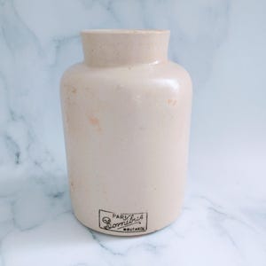 Vintage French Bornibus Mustard Jar – Beige Paris Pot, French Flower Vase, Rustic Country Decor, Gift for Her