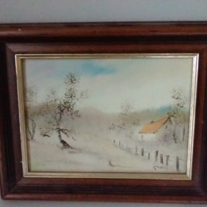 Vintage French Country Cottage Farmhouse Oil Painting – Impressionist Countryside Landscape, Rustic French Art Gift