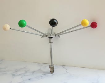 Vintage French Serjac Mid-Century Modern Hat & Towel Rack – 1960s Multi-Color Chrome Sputnik, Retro Decor