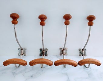 French Antique Mid Century Thonet Style Bentwood Coat Hat Rack 4 Hooks ...