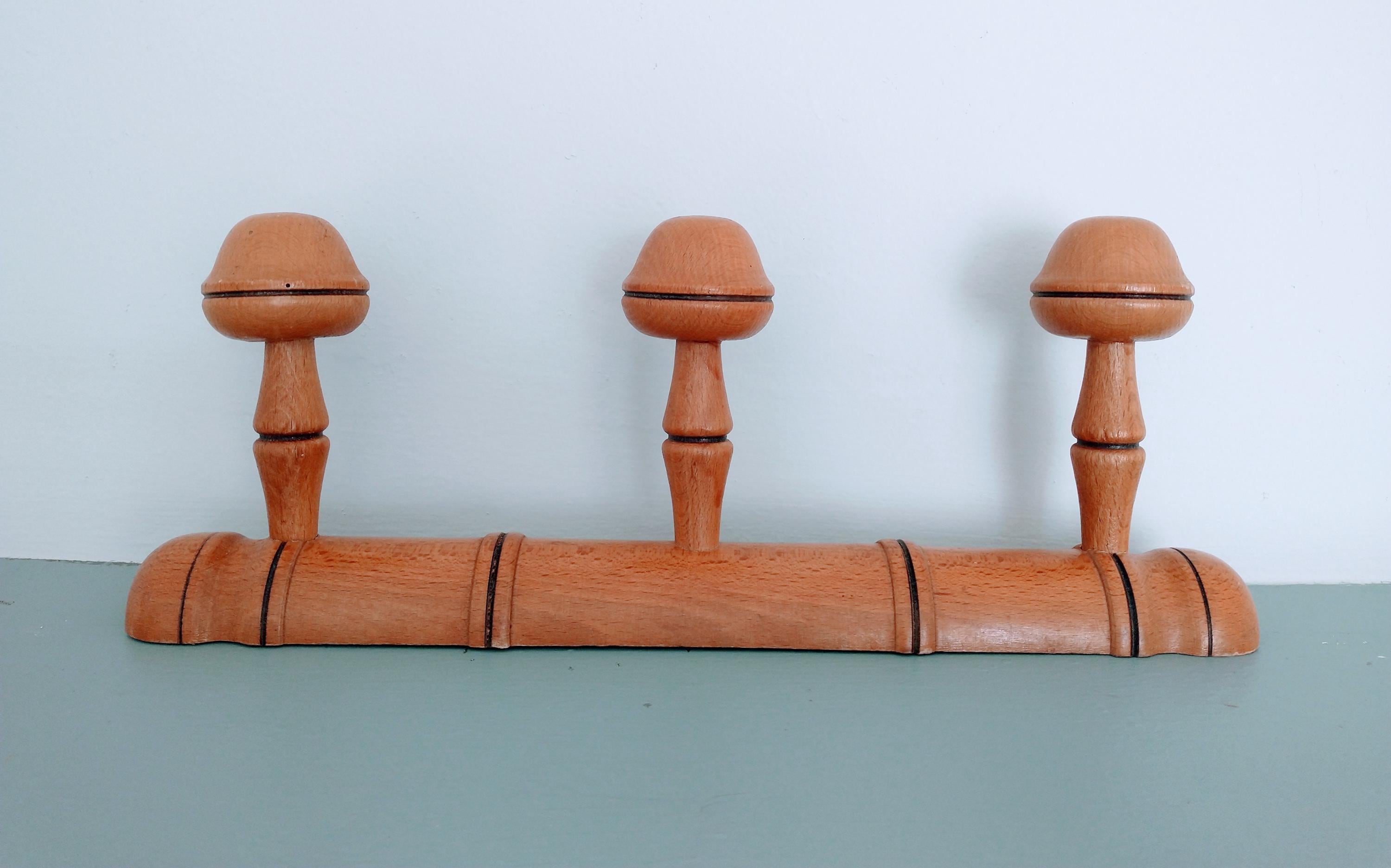 Pegs Hook Rack, Vintage French Mid Century Faux Bamboo Coat Rack