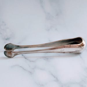 Antique French Nouveau Silver Plated Sugar Tongs – Vintage French Ice Tongs, Silver Plated French Gift