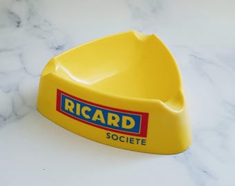 Vintage French Yellow Plastic Ricard Anisette Ashtray - Paris Bistro Barware