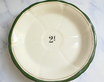 Vintage French Limoges Green Rim Cafe 5" Saucer, Paris Bistro Decor, Tip Plate