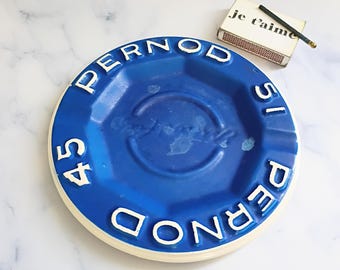 Vintage French Blue Pernod Ashtray – Classic Advertising Barware, Retro Bistro Decor