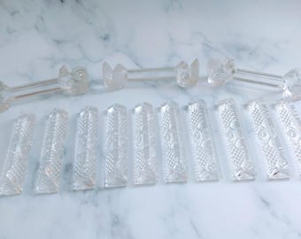 Vintage French Art Deco Glass Knife Rests – Prism & Animal Shapes, Dining Decor