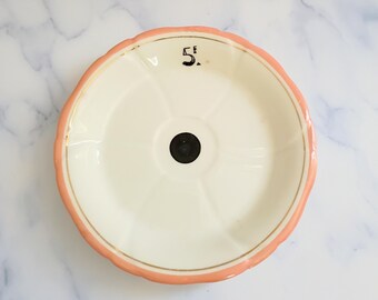 Vintage French Théodore Haviland Limoges Pink Rim Tipping Saucer Plate, Paris Bistro Decor, 5 Franc