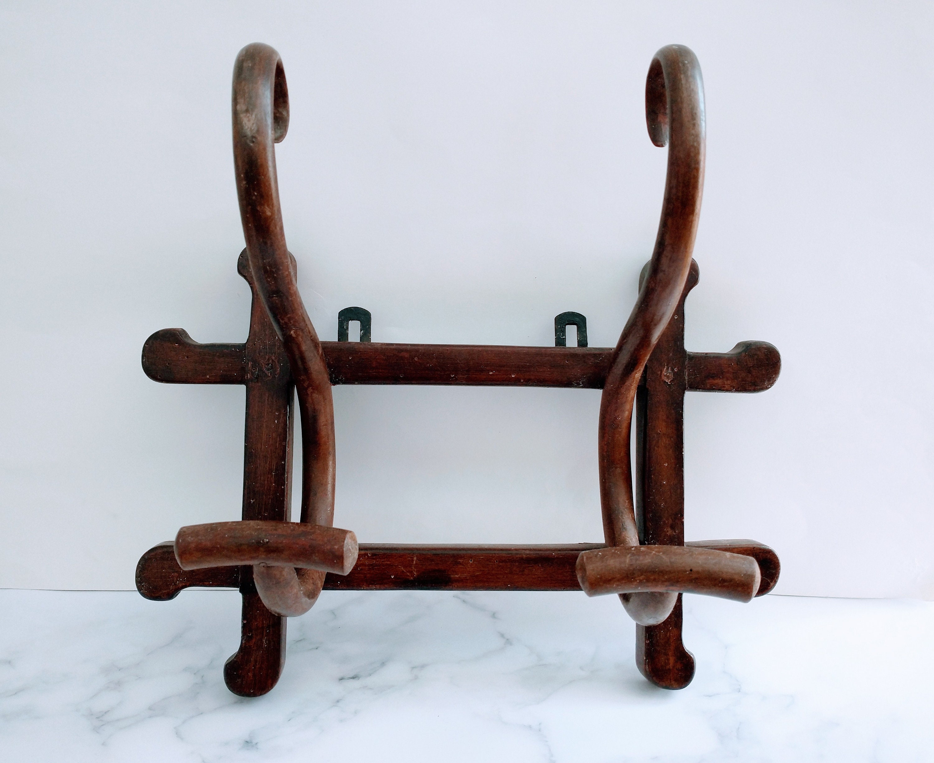 Antique French Mid Century Thonet Style Bentwood Coat Hat Rack 2 Hooks ...