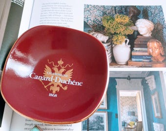 Vintage Canard-Duchêne Champagne Ashtray – Burgundy Longchamp Barware