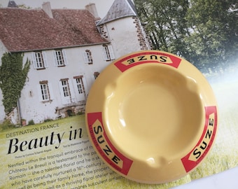 Vintage French Suze Yellow Advertising Ashtray – Retro Bistro Barware, French Bistro Decor
