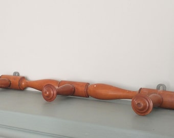 French Vintage Faux Bamboo Rack – Mid-Century 3-Peg Coat Hooks