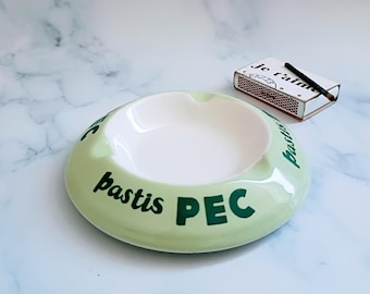 Vintage French Mint Green Pastis Pec Advertising Ashtray, Paris Cafe Decor, Bistro Barware