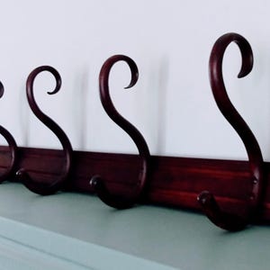 Antique Thonet Bentwood Coat Rack – 5 Hook Hat Rack, Vintage French Bistro Wall Hooks