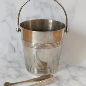 Antique French Christofle Silver Plated Ice Bucket & Tongs – Vintage French Champagne Ice Bucket, Barware Decor