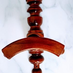 French Mid-Century Dark Wood Hat Hook Hanger – Vintage Bistro Coat Rack, Antique French Wall Hook