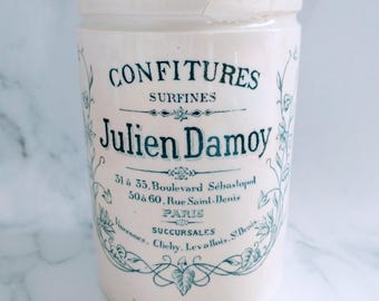 Antique Julien Damoy Ironstone Jar – French Paris Advertising Pot, Stoneware Decor