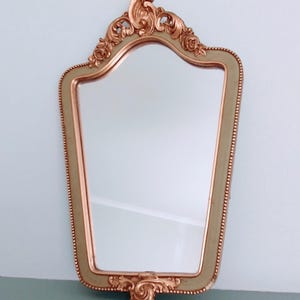 Vintage French Gold Gilded Mirror - 1940s Baroque Vanity Mirror, Beaded Decorative Wall Mirror