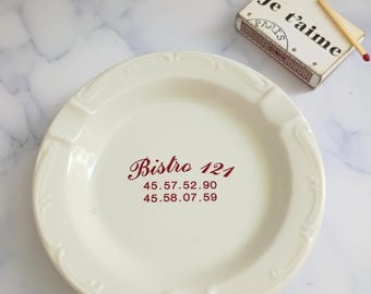 Vintage French Paris Bistro 121 Ashtray, Barware Decor