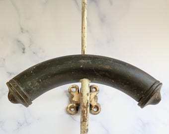 One French Mid-Century Wood & Metal Coat Hat Hook – Vintage Farmhouse Wall Hanger